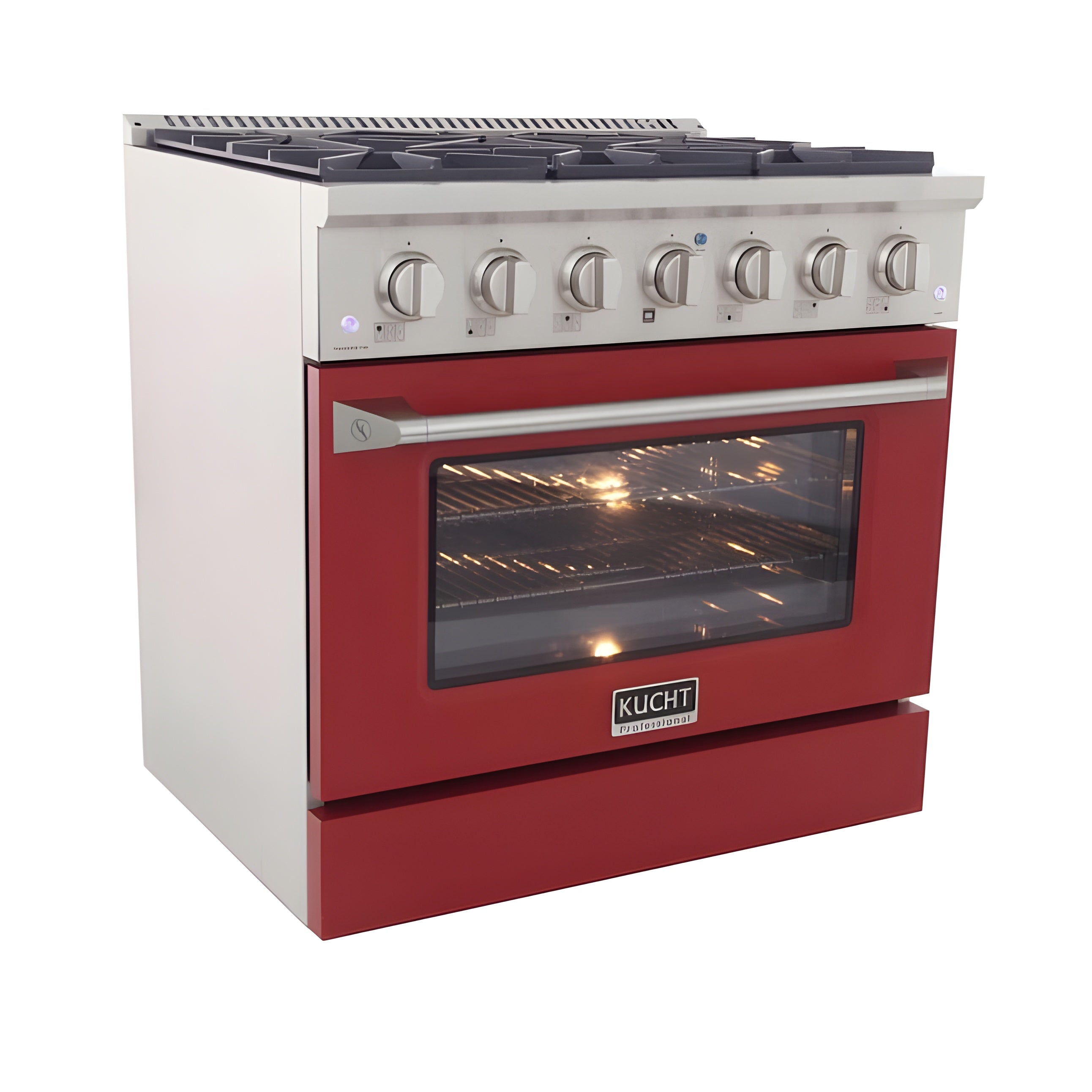 Kucht 36" Pro-Style Propane Gas Dual Fuel Range with 4 Burners in Red - KDF362/LP-R