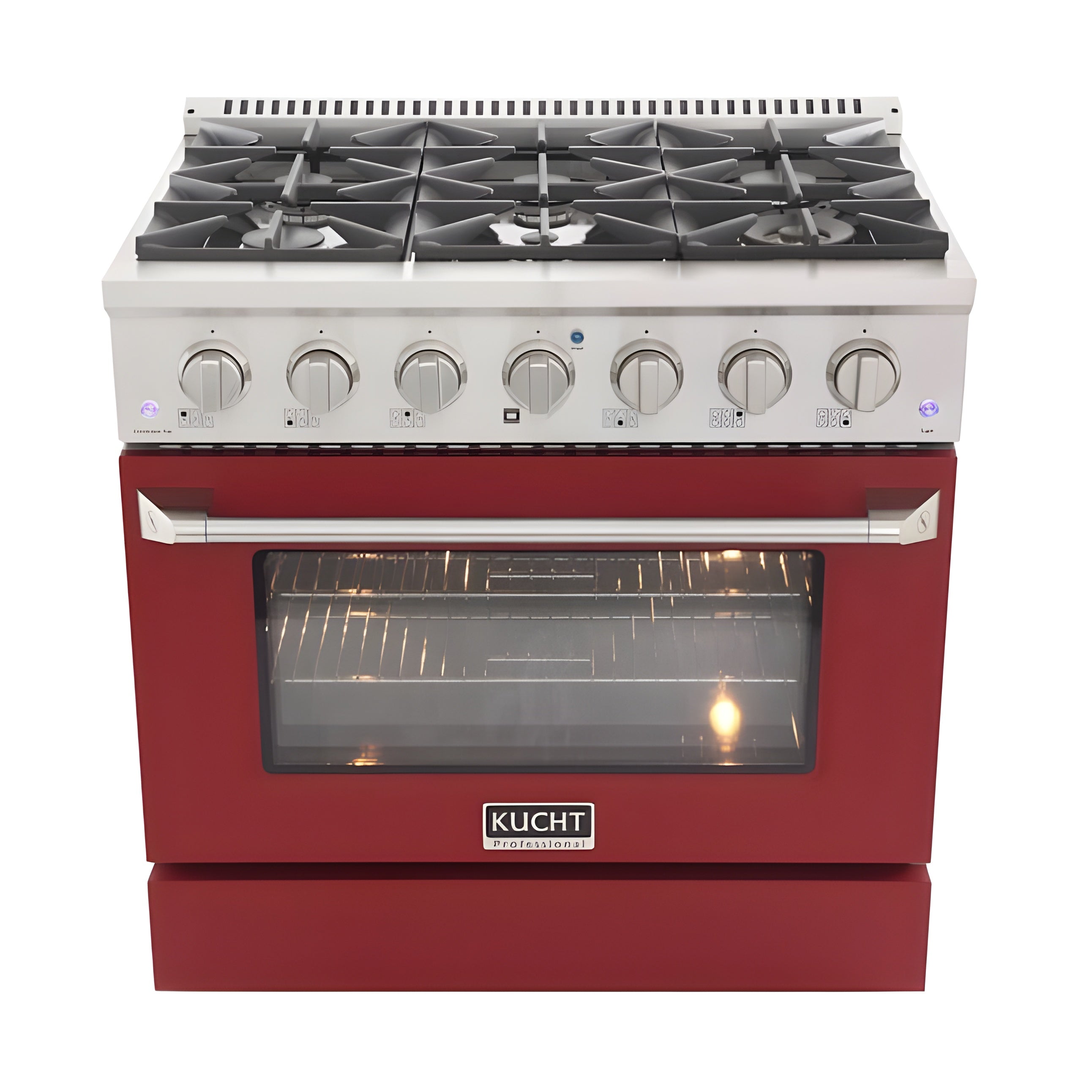 Kucht 36" Pro-Style Natural Gas Dual Fuel Range with 4 Burners in Red - KDF362-R