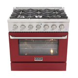 Kucht 36" Pro-Style Natural Gas Dual Fuel Range with 4 Burners in Red - KDF362-R