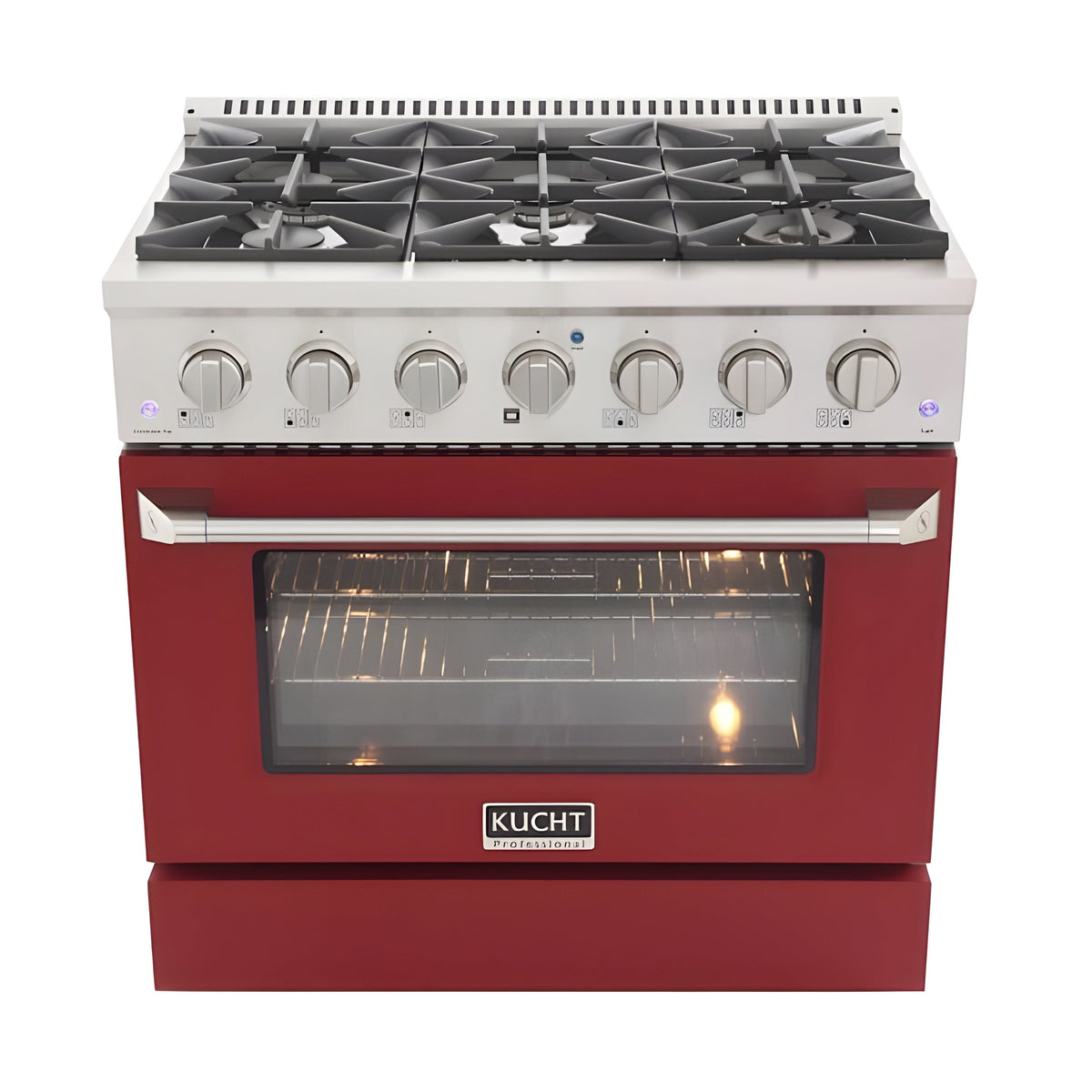 Kucht 36" Pro-Style Propane Gas Dual Fuel Range with 4 Burners in Red - KDF362/LP-R