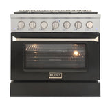 Kucht 36" Pro-Style Propane Gas Dual Fuel Range with 4 Burners in Black - KDF362/LP-K