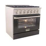 Kucht Professional 36 in. 5.2 cu ft. Natural Gas Range with Black Door and Silver Knobs - KNG361-K