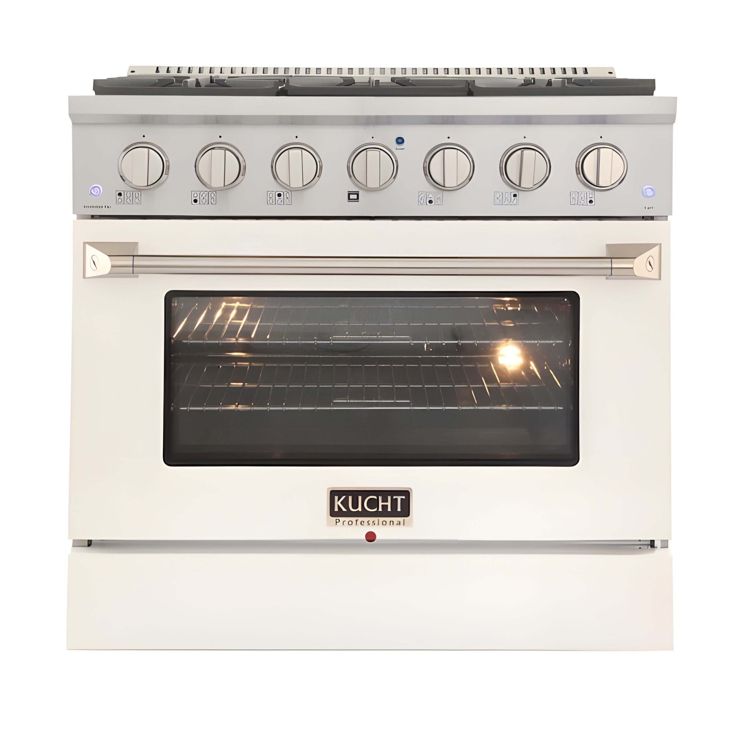 Kucht 36" Pro-Style Natural Gas Dual Fuel Range with 4 Burners in White - KDF362-W