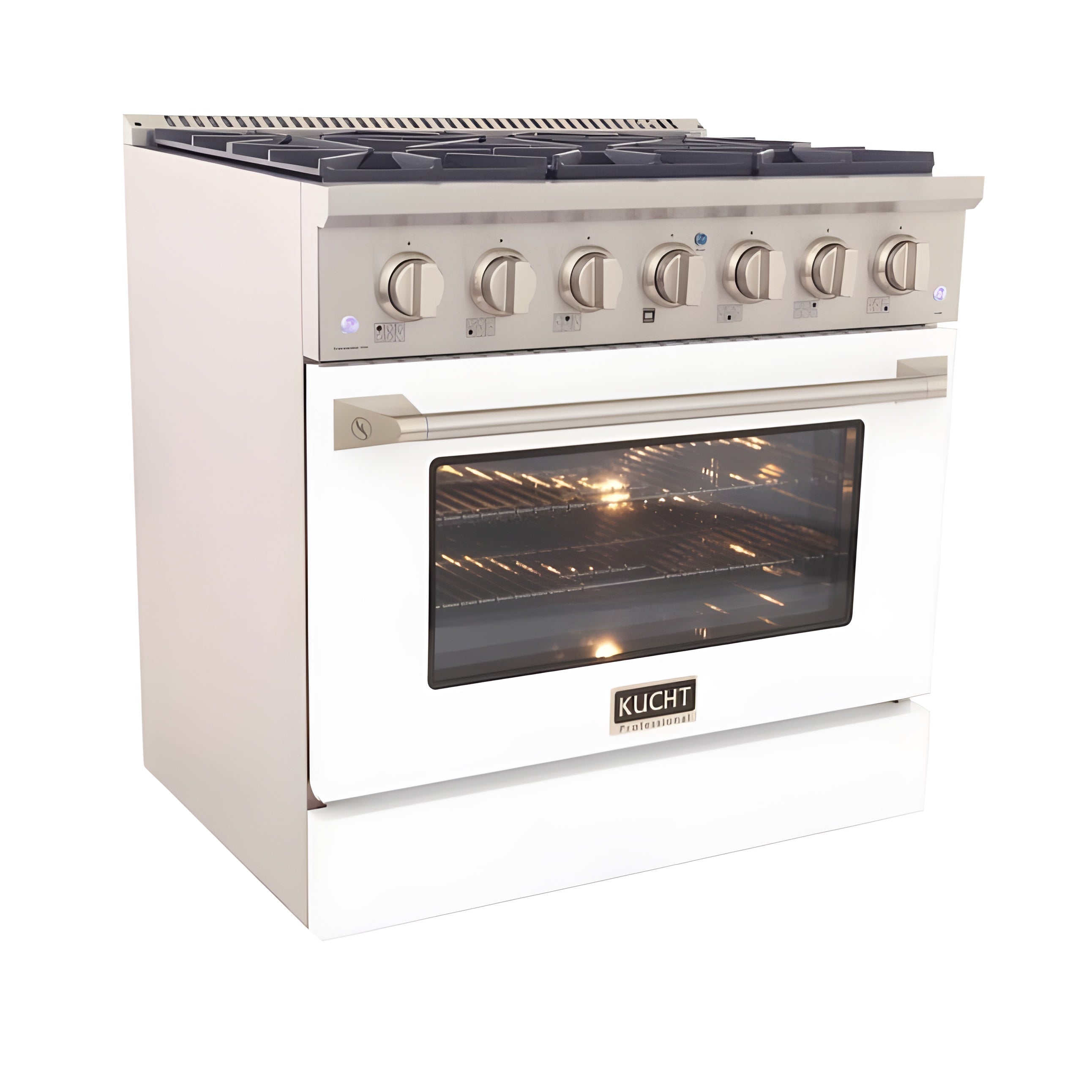 Kucht 36" Pro-Style Natural Gas Dual Fuel Range with 4 Burners in White - KDF362-W