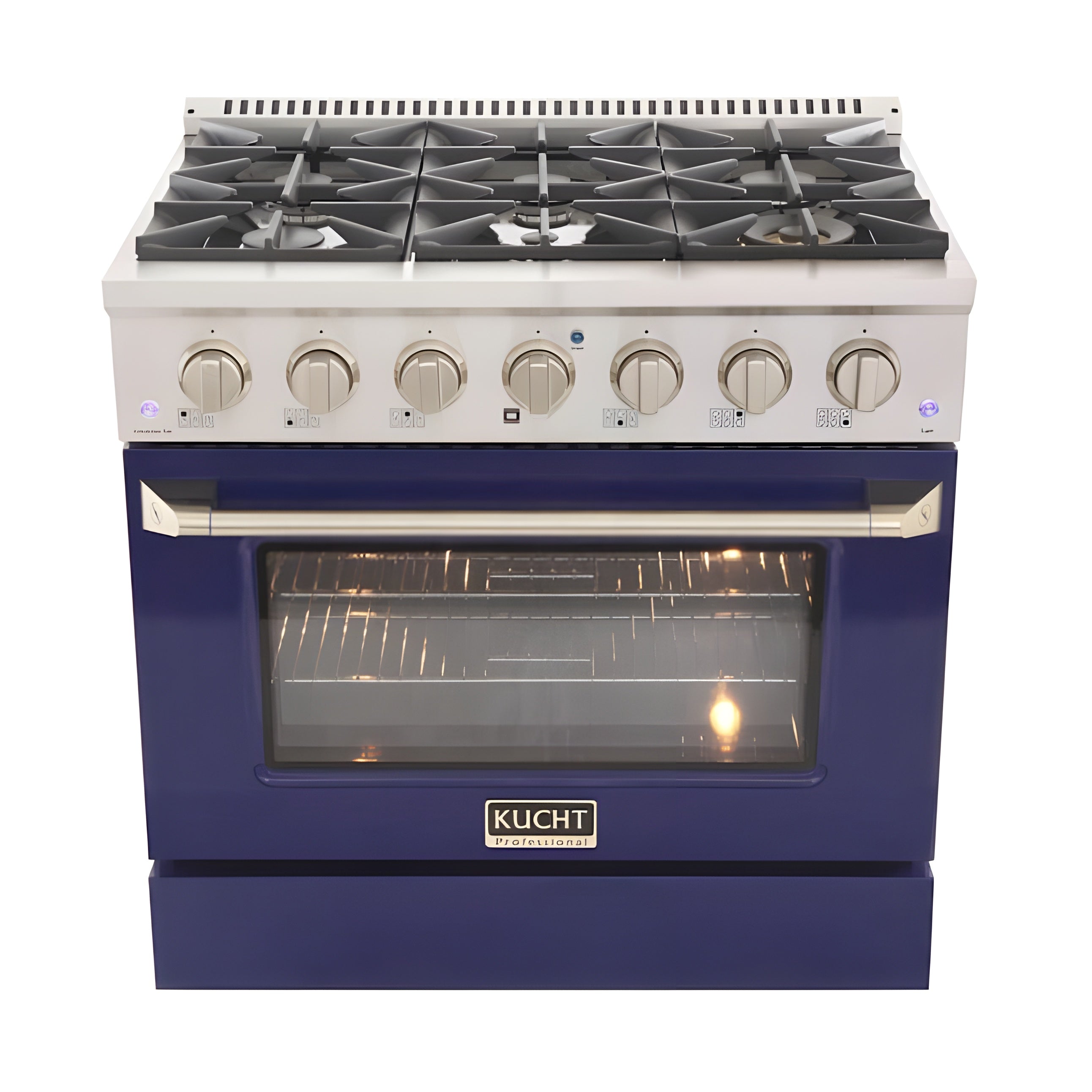 Kucht 36" Pro-Style Natural Gas Dual Fuel Range with 4 Burners in Blue - KDF362-B