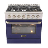Kucht 36" Pro-Style Natural Gas Dual Fuel Range with 4 Burners in Blue - KDF362-B