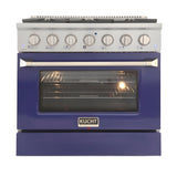 Kucht 36" Pro-Style Natural Gas Dual Fuel Range with 4 Burners in Blue - KDF362-B