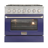 Kucht 36" Pro-Style Propane Gas Dual Fuel Range with 4 Burners in Blue, - KDF362/LP-B