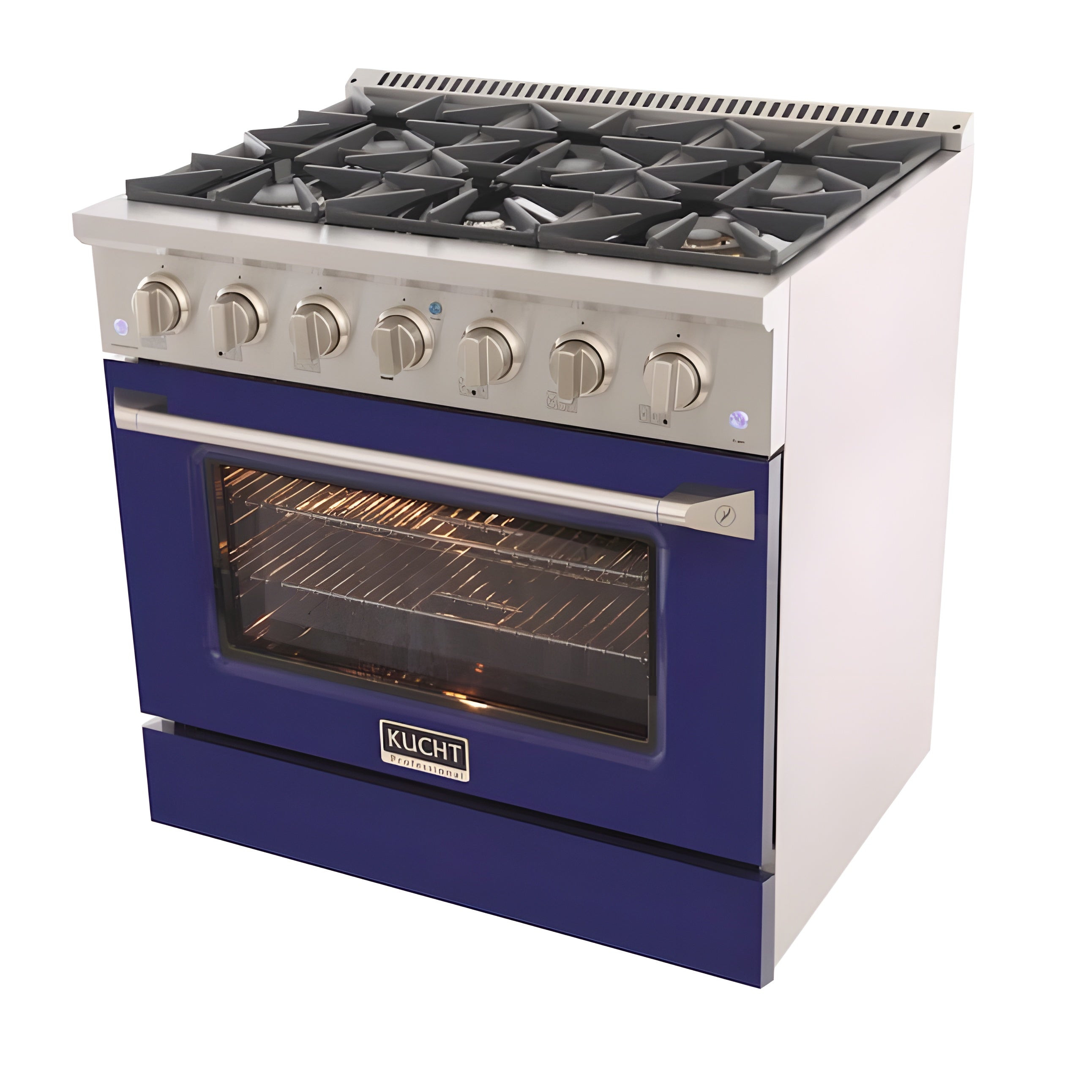 Kucht 36" Pro-Style Natural Gas Dual Fuel Range with 4 Burners in Blue - KDF362-B