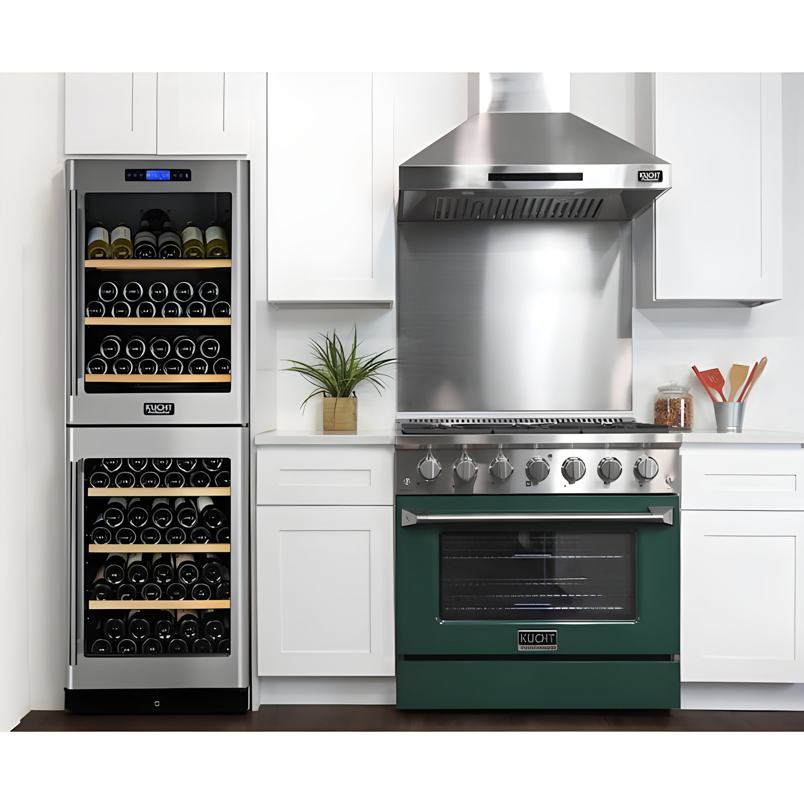 Kucht Professional 36 in. 5.2 cu ft. Propane Gas Range with Green Door and Silver Knobs - KNG361/LP-G