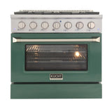 Kucht 36" Pro-Style Propane Gas Dual Fuel Range with 4 Burners in Green, -  KDF362/LP-G