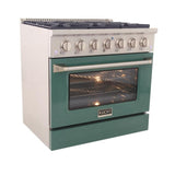 Kucht 36" Pro-Style Propane Gas Dual Fuel Range with 4 Burners in Green, -  KDF362/LP-G