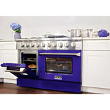 Kucht Professional 48 in. 6.7 cu ft. Natural Gas Range with Blue Door and Silver Knobs - KNG481-B