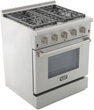 Kucht Professional 30 in. 4.2 cu ft. Natural Gas Range with Silver Knobs - KRG3080U-S