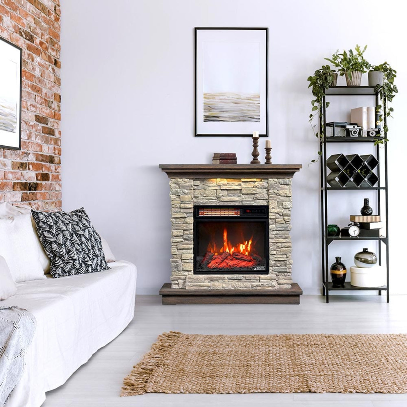 Duraflame Austin Infrared Electric Fireplace Mantel Package in Stone - 18WM30048-16001 - 201616