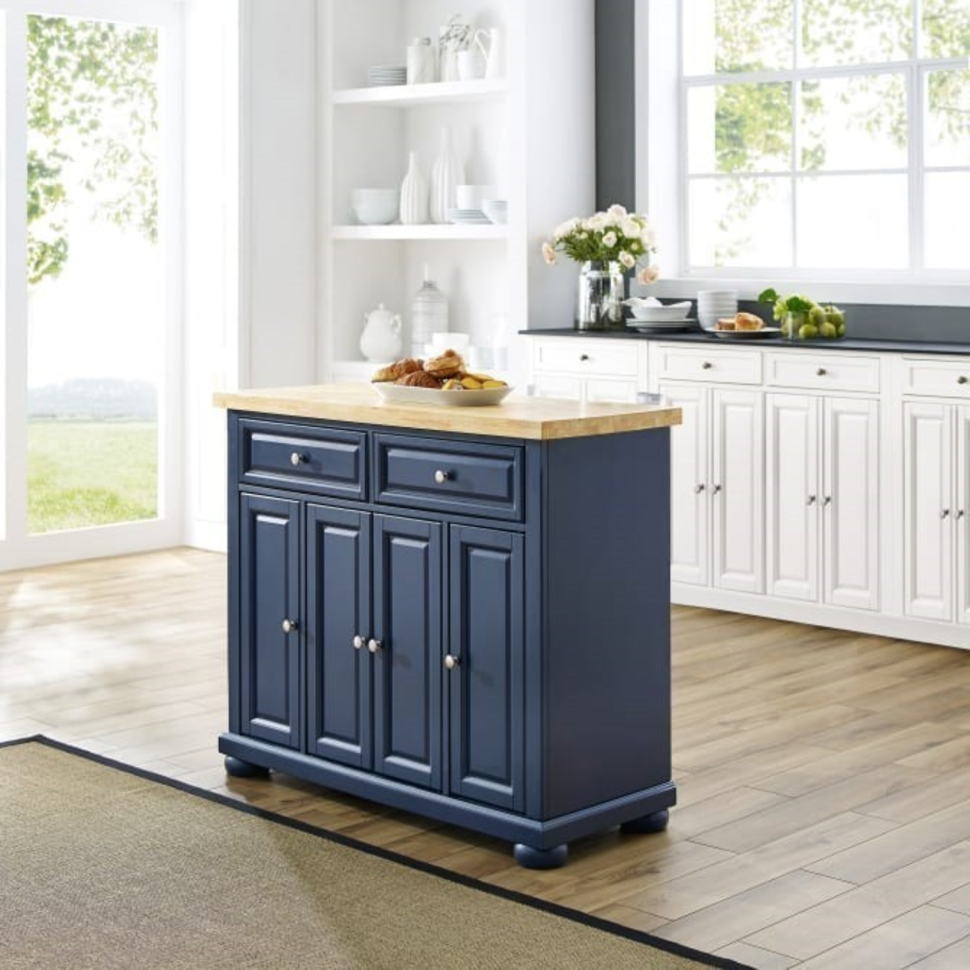 CROSLEY MADISON 42 INCH TRANSITIONAL DESIGN KITCHEN ISLAND - NAVY - KF30031ANV