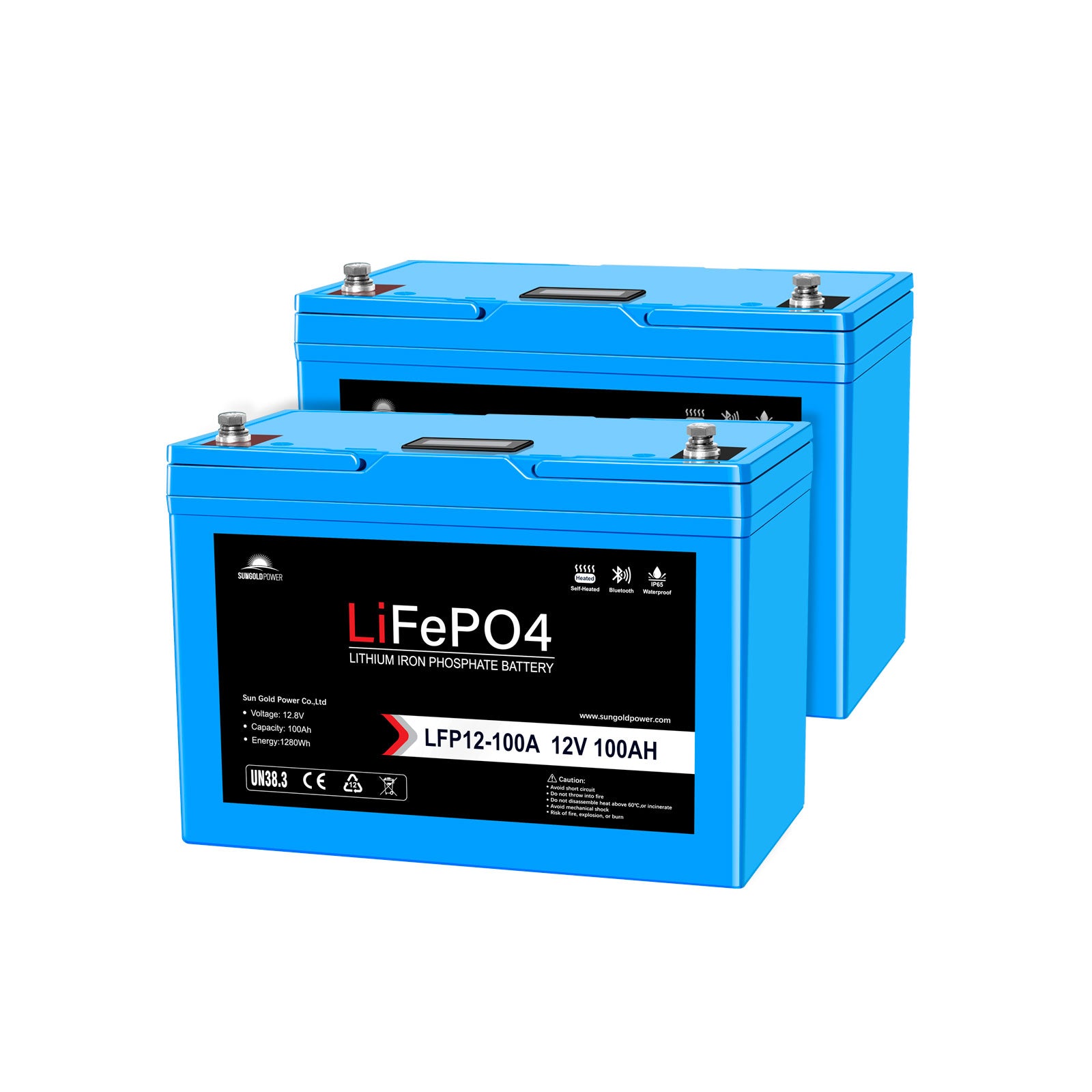 Sun Gold 2 X 12V 200Ah LiFePo4 Deep Cycle Lithium Battery Bluetooth / Self-Heating / IP65