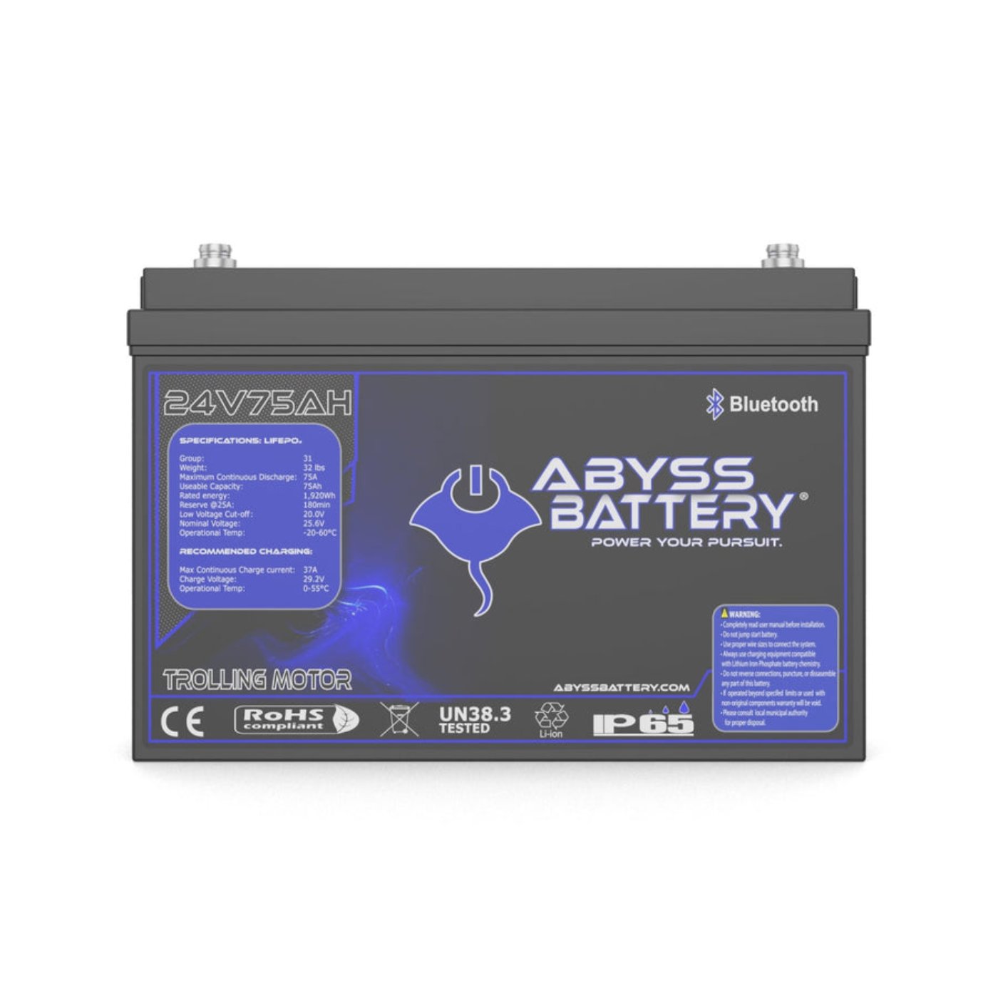 Abyss Battery 24v 75ah Lithium Trolling Motor Battery - AB-24V75-BT