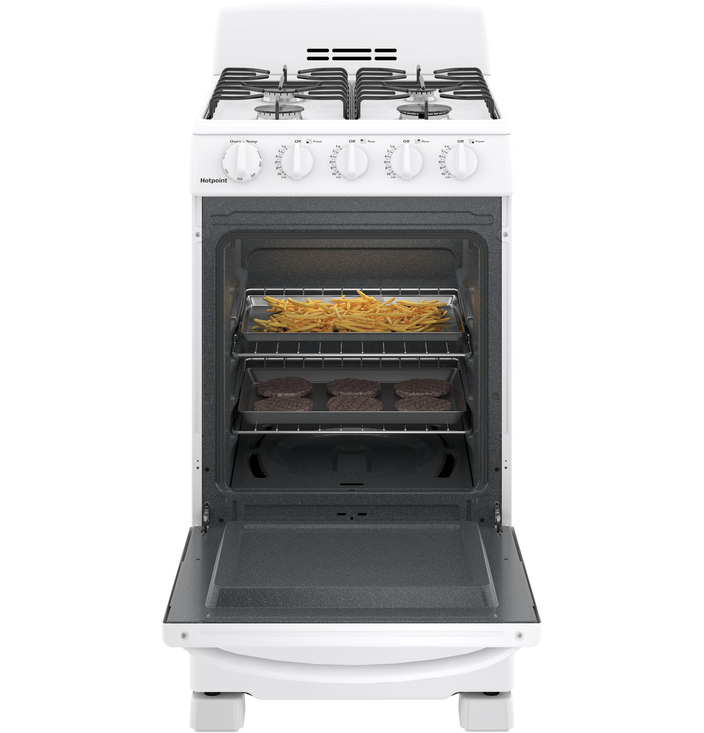 HOTPOINT 20" Front-Control Free-Standing Gas Range with Sealed Burners - RGAS200DMWW-KT