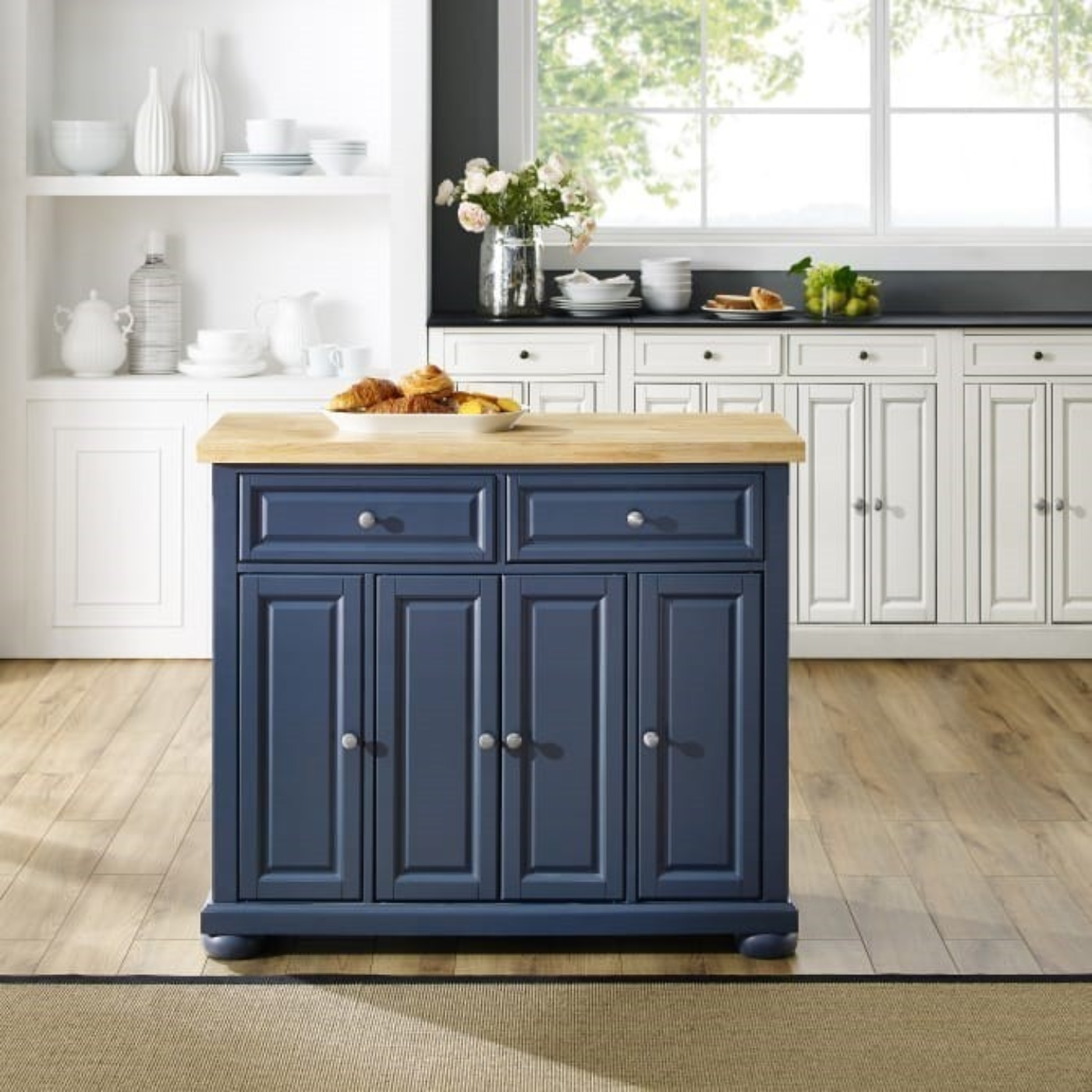 CROSLEY MADISON 42 INCH TRANSITIONAL DESIGN KITCHEN ISLAND - NAVY - KF30031ANV