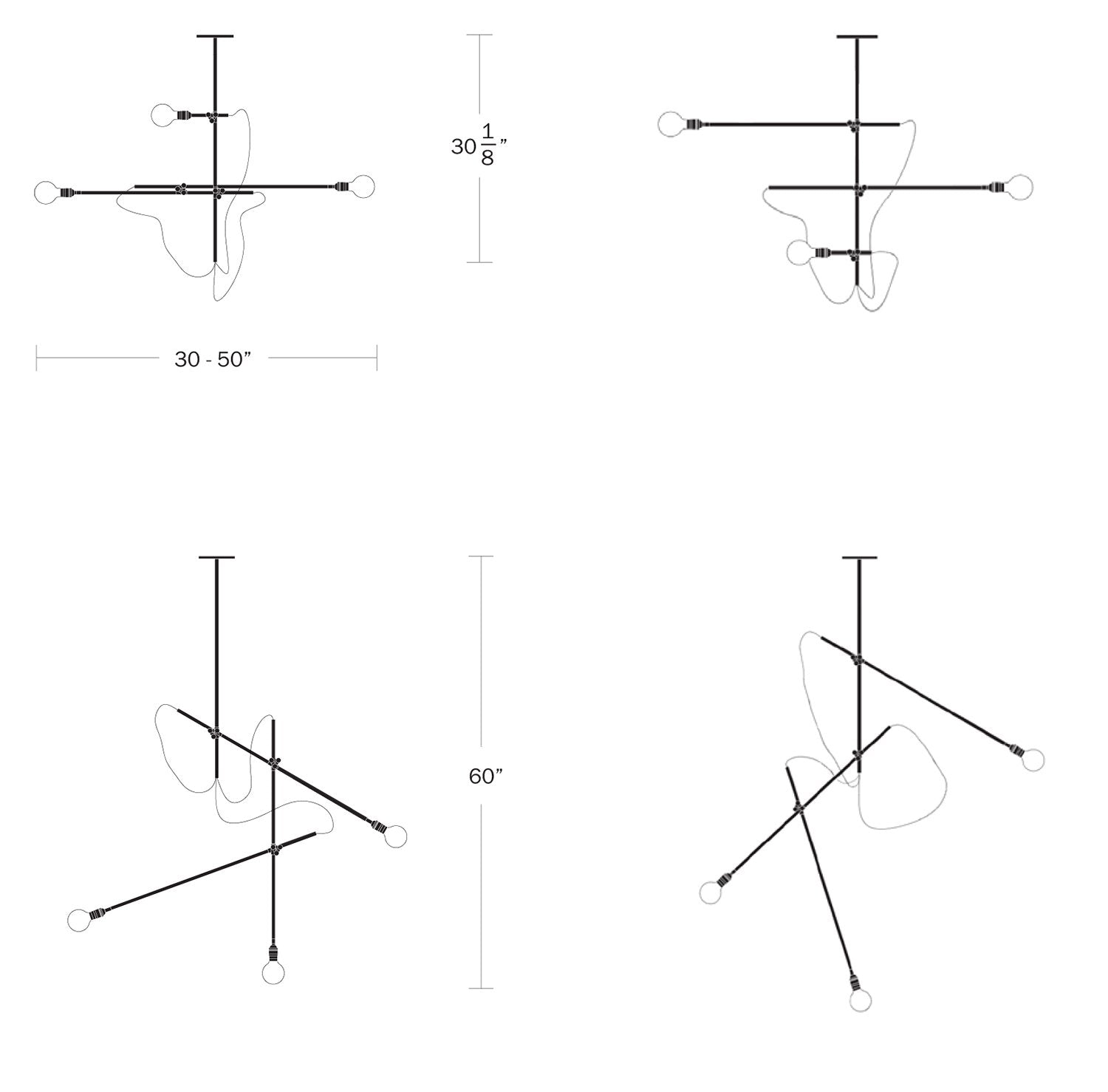 Workstead 3 Arm Industrial Chandelier - WS-IND-C-HB-110