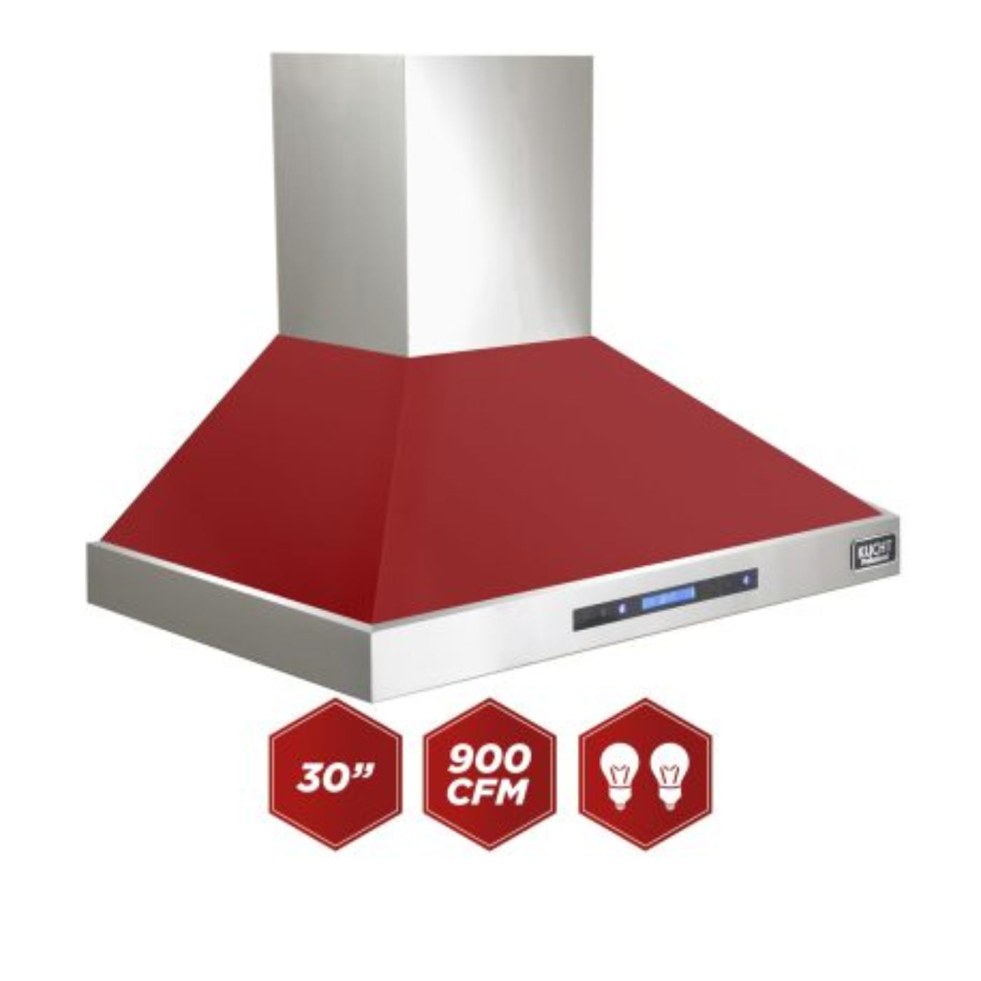Kucht Professional 30" Wall Mount Range Hood 900 CFM in Red - KRH3015-R
