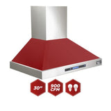 Kucht Professional 30" Wall Mount Range Hood 900 CFM in Red - KRH3015-R