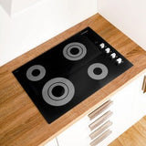 Cosmo 30" Electric Ceramic Glass Cooktop with 4 Burners, Dual Zone Elements, Hot Surface Indicator Light and Control Knobs - COS-304ECC