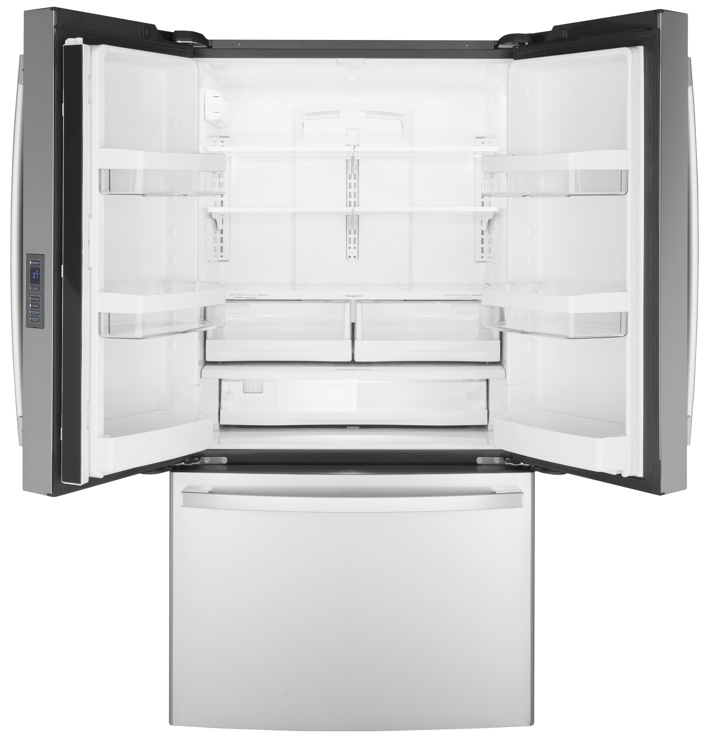 GE APPLIANCES GWE23GYNFS GE® ENERGY STAR® 23.1 Cu. Ft. Counter-Depth Fingerprint Resistant French-Door Refrigerator - GWE23GYNFS-KT