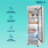 Frigos 27" Reach-In Refrigerator, Solid Single Door, 21 Cu Ft - FG-RF-1D