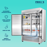 Frigos 54" Commercial Refrigerator, 2 Doors, 47 Cu Ft, Stainless Steel Floor