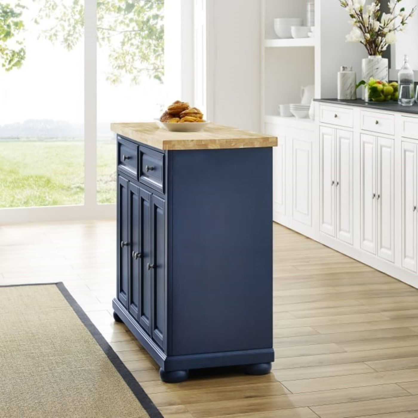 CROSLEY MADISON 42 INCH TRANSITIONAL DESIGN KITCHEN ISLAND - NAVY - KF30031ANV