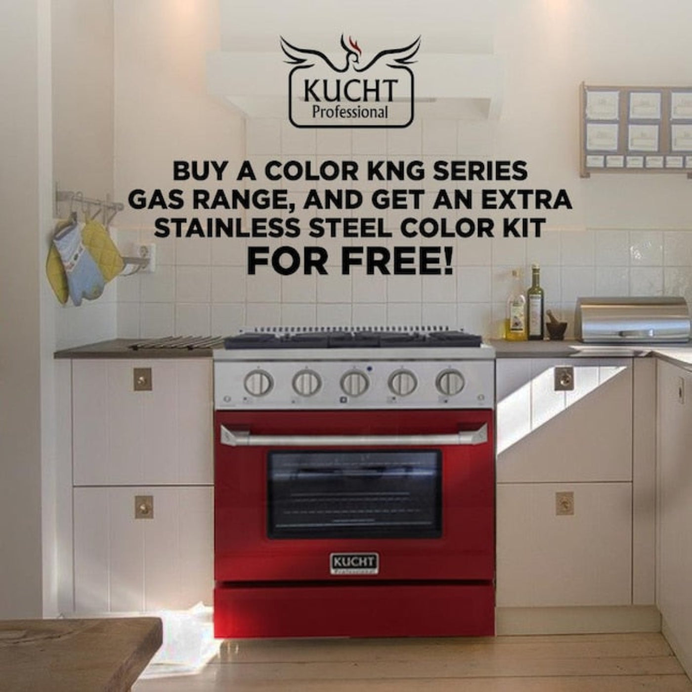Kucht Professional 30 in. 4.2 cu ft. Natural Gas Range with Red Door and Silver Knobs - KNG301-R