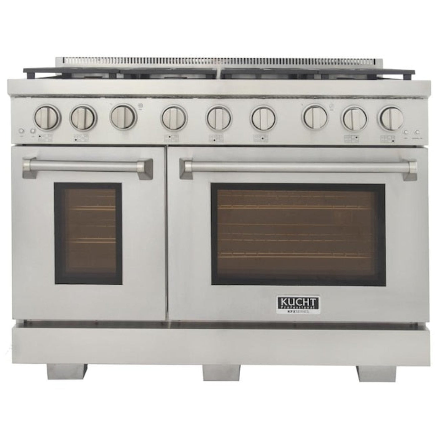 Kucht Appliance Package - 48 inch Natural Gas Range in Stainless Steel, Wall Range Hood, Refrigerator - AP-KFX480-4