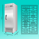 Frigos 27" Reach-In Refrigerator, Solid Single Door, 21 Cu Ft - FG-RF-1D