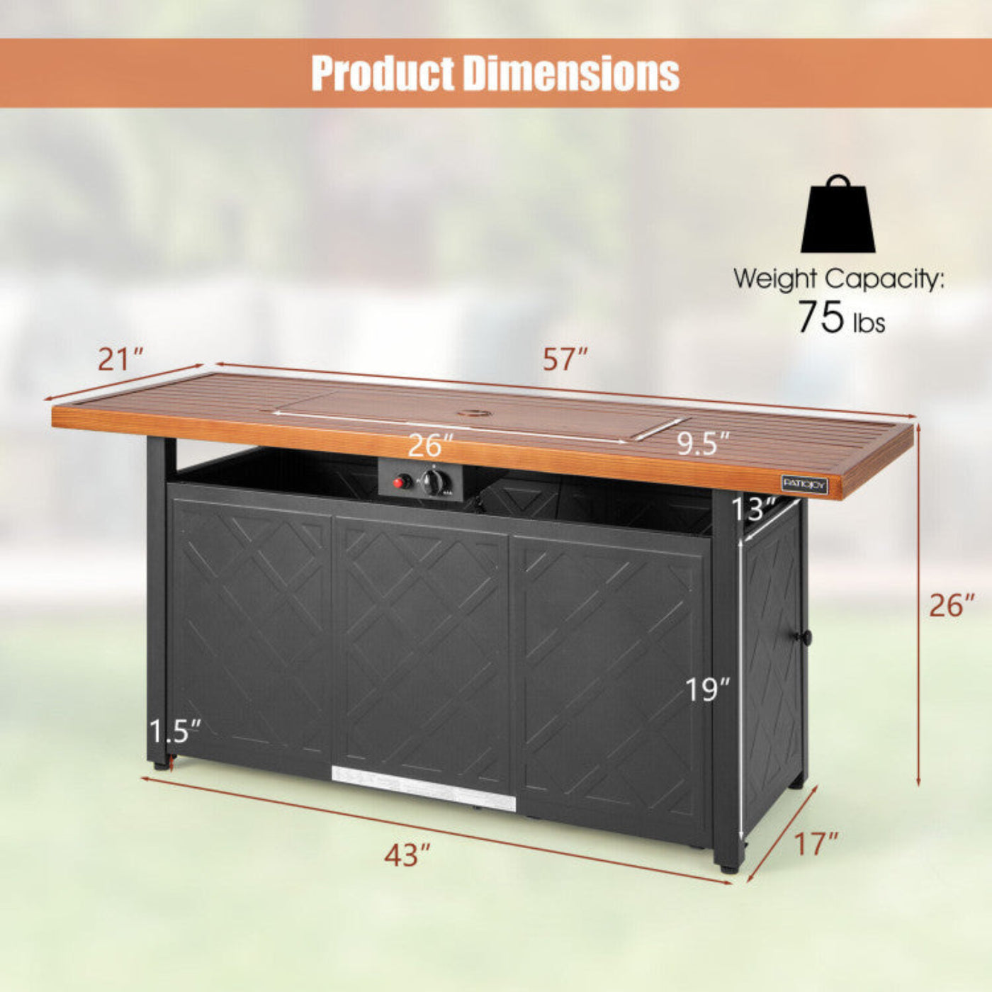 Costway Fire Pit Table with Lid 57" 50,000 BTU Propane Gas New - NP10210US-BK