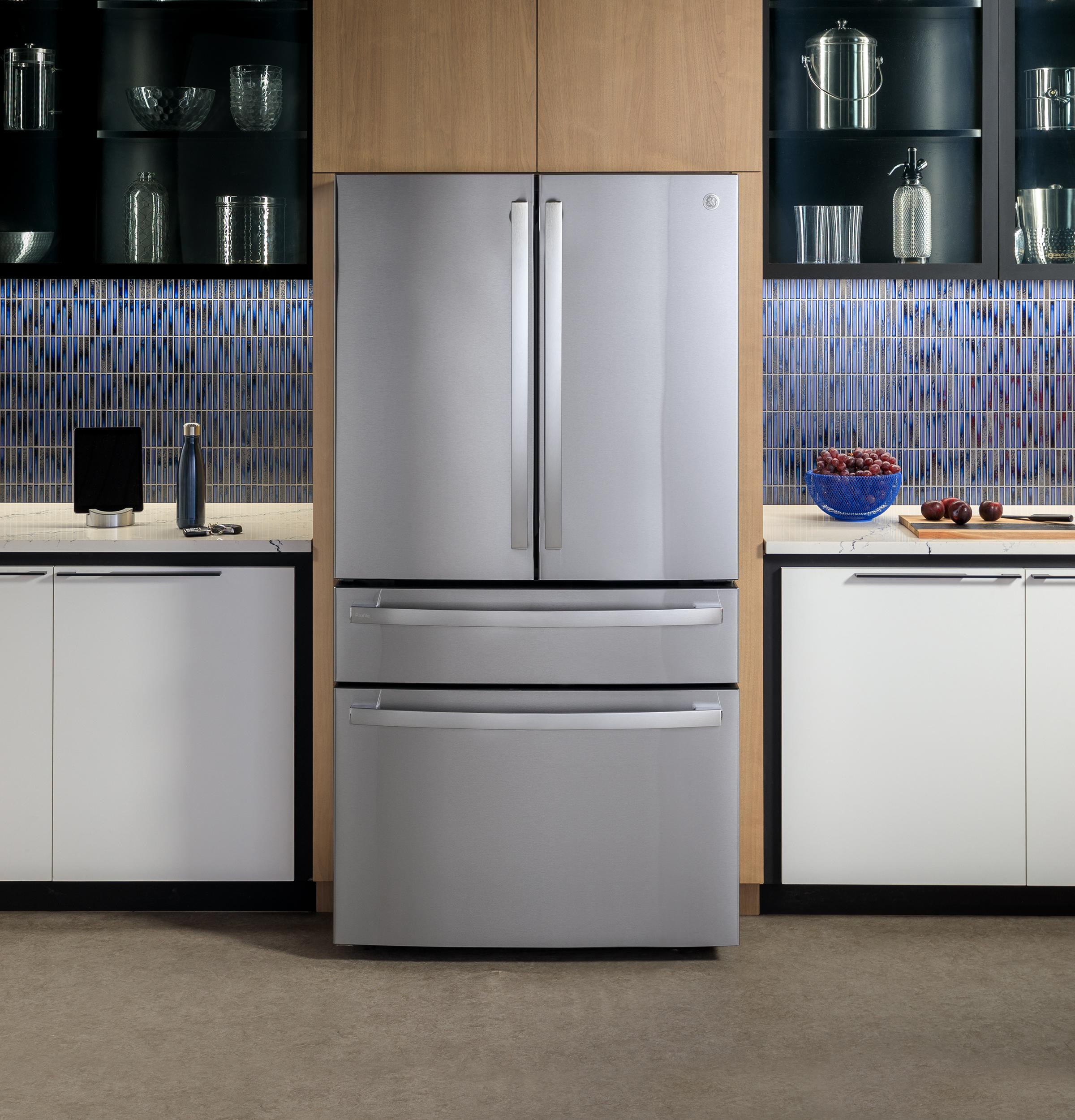 GE Profile 23.2 Cu. Ft. Smart Counter-Depth French-Door Refrigerator, 4-Door, Dual-Dispense AutoFill – PJE23BYWFS-KT