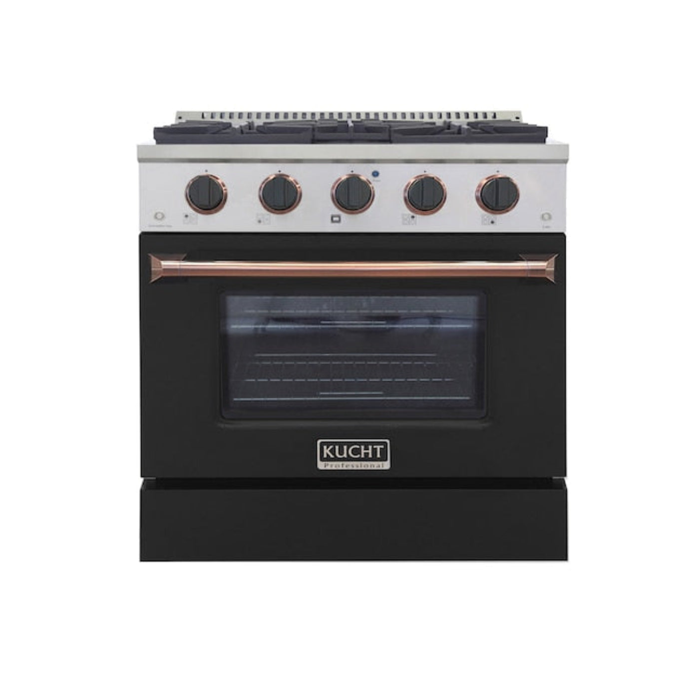Kucht Professional 30" 4.2 cu ft. Propane Gas Range in Black with Rose Gold Accents-  KNG301/LP-K-ROSE