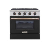 Kucht Professional 30" 4.2 cu ft. Propane Gas Range in Black with Rose Gold Accents-  KNG301/LP-K-ROSE