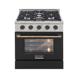 Kucht Professional 30" 4.2 cu ft. Propane Gas Range in Black with Rose Gold Accents-  KNG301/LP-K-ROSE
