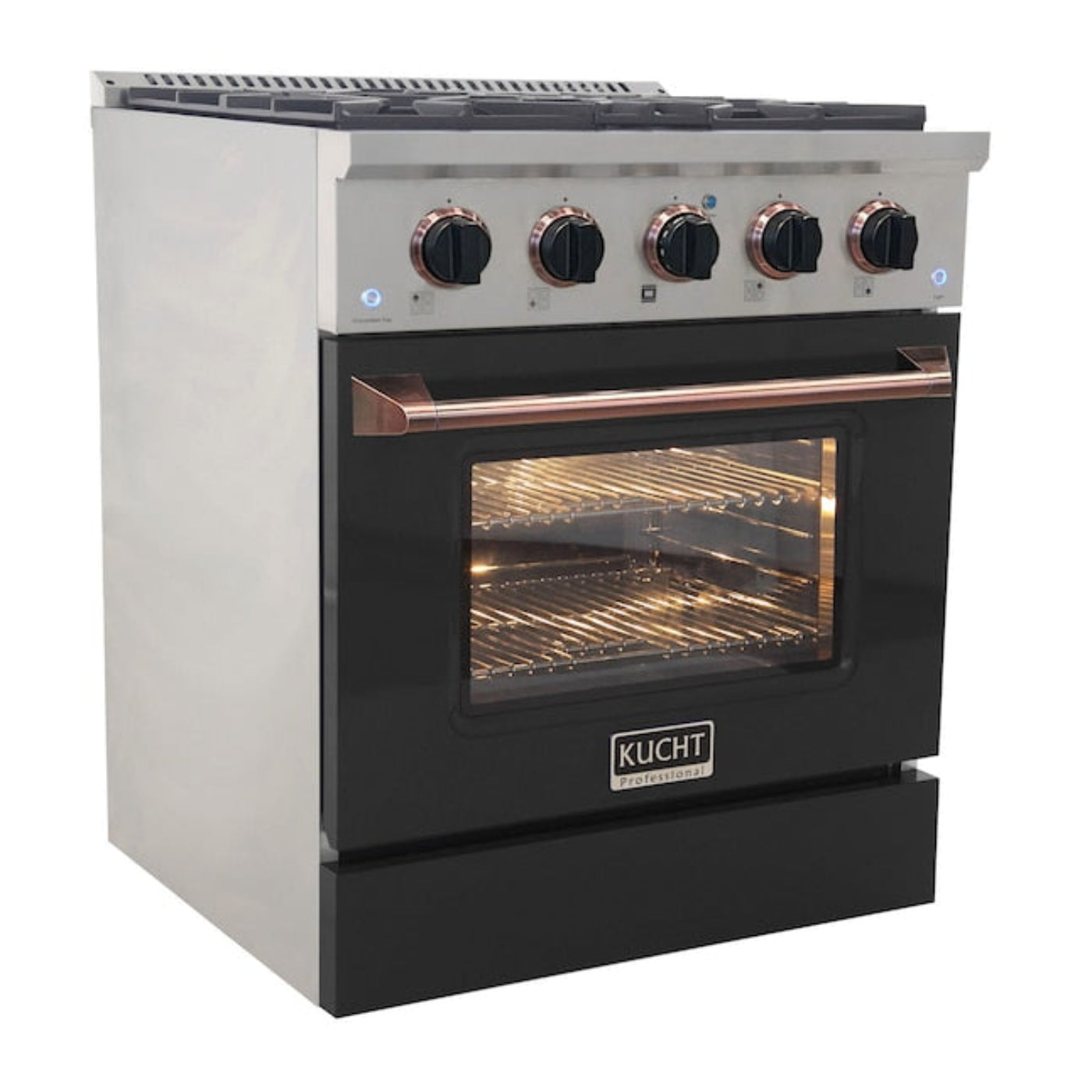 Kucht Professional 30" 4.2 cu ft. Propane Gas Range in Black with Rose Gold Accents-  KNG301/LP-K-ROSE