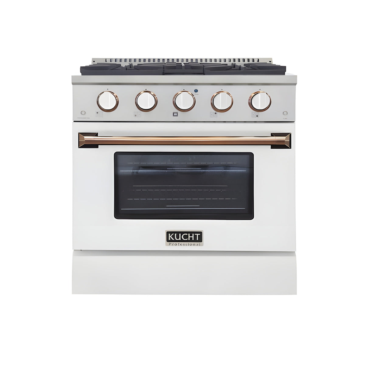 Kucht 36" Pro-Style Propane Gas Dual Fuel Range in White with Rose Gold Accents, KDF362/LP-W-ROSE