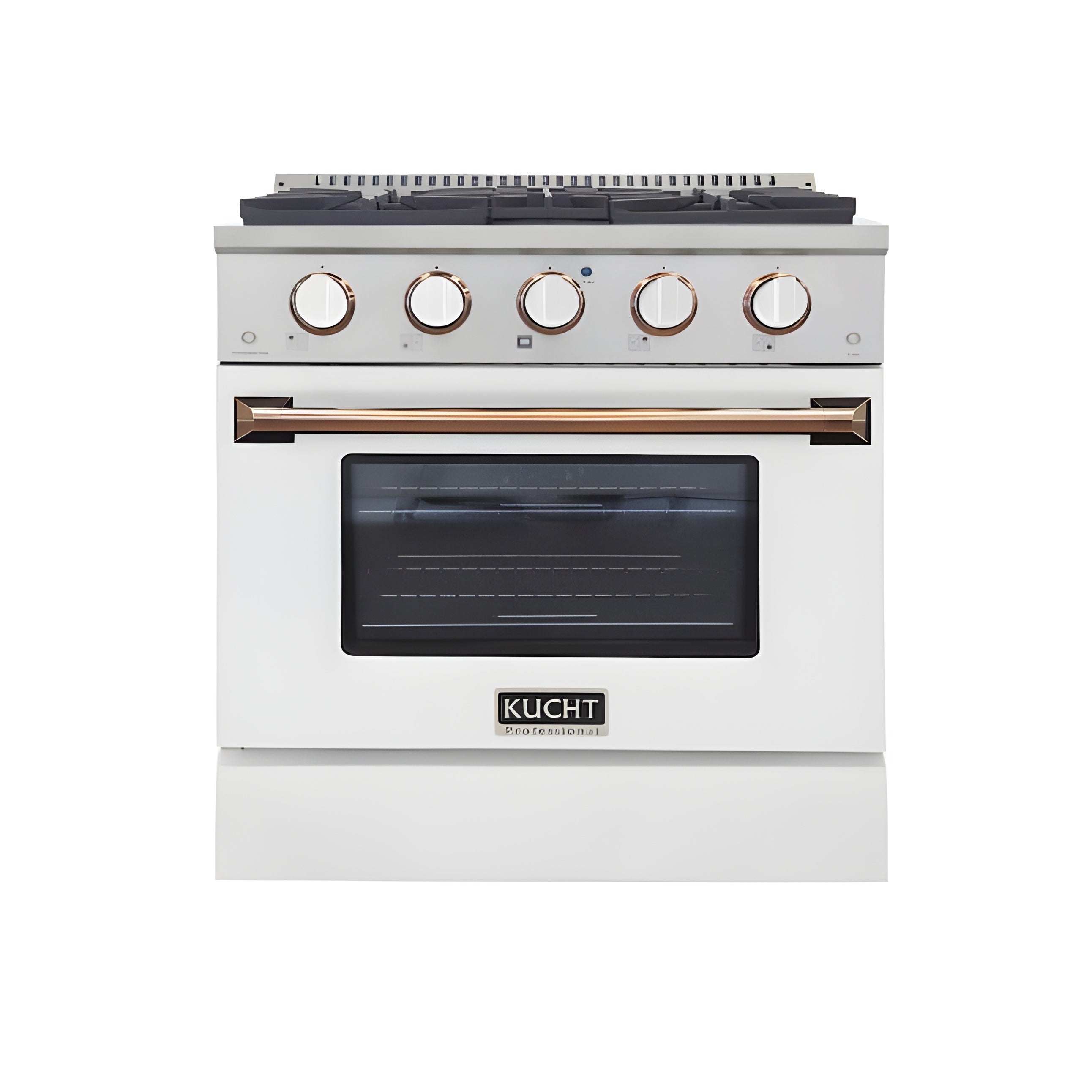 Kucht Professional 30" 4.2 cu ft. Propane Gas Range in White with Gold Accents - KNG301/LP-W-GOLD