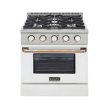 Kucht Professional 30" 4.2 cu ft. Propane Gas Range in White with Gold Accents - KNG301/LP-W-GOLD