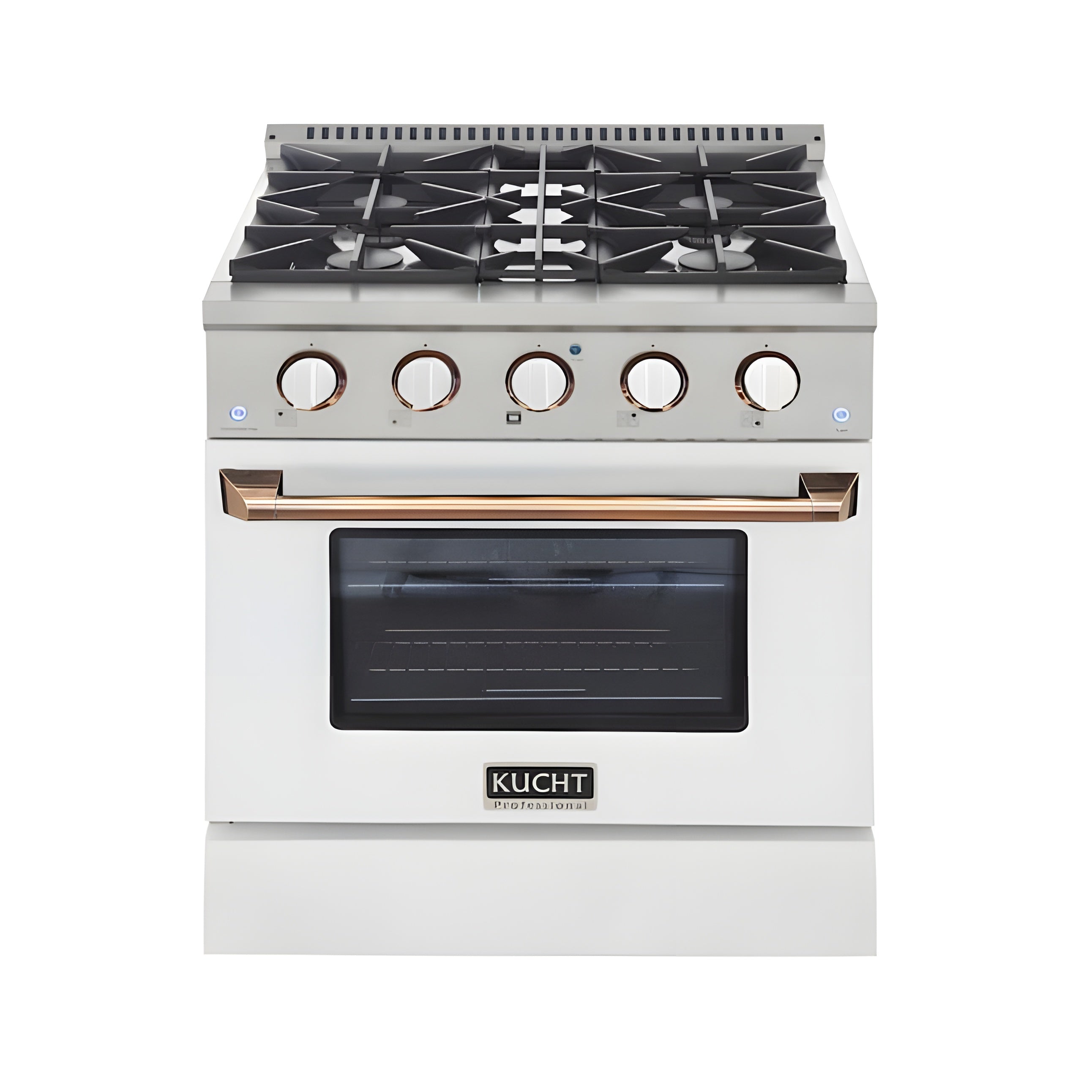 Kucht 36" Pro-Style Propane Gas Dual Fuel Range in White with Rose Gold Accents, KDF362/LP-W-ROSE