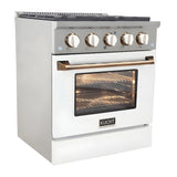 Kucht 30" Pro-Style Natural Gas Dual Fuel Range in White with Rose Gold Accents -  KDF302-W-ROSE