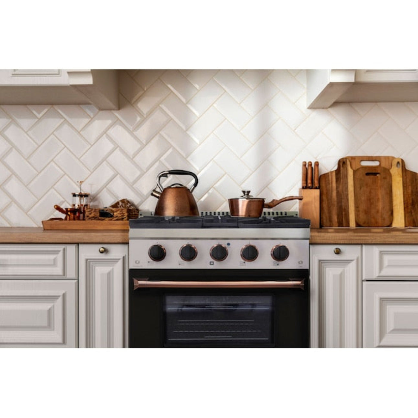 Kucht Professional 30" 4.2 cu ft. Propane Gas Range in Black with Rose Gold Accents-  KNG301/LP-K-ROSE