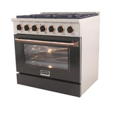 Kucht 36" Pro-Style Propane Gas Dual Fuel Range in Black with Rose Gold Accents - KDF362/LP-K-ROSE