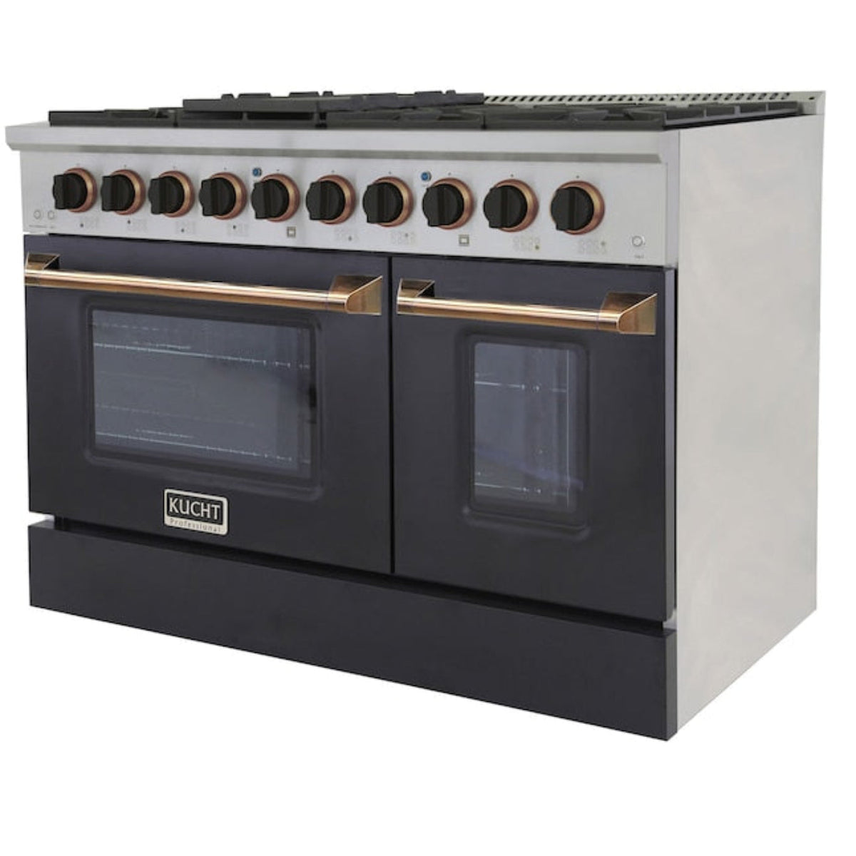 Kucht 48" Pro-Style Natural Gas Dual Fuel Range in Black with Gold Accents -KDF482-K-GOLD