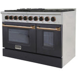 Kucht 48" Pro-Style Natural Gas Dual Fuel Range in Black with Gold Accents -KDF482-K-GOLD